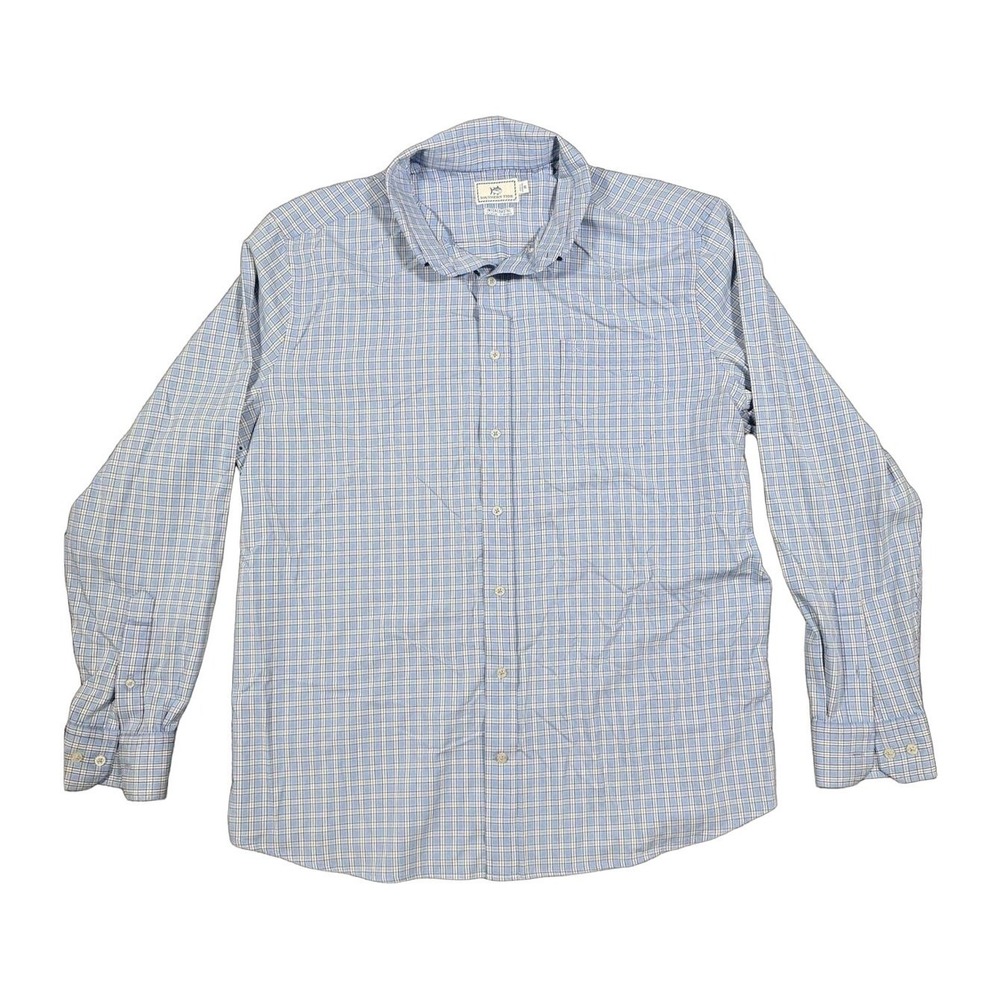 Southern Tide Mens XXL Blue Plaid Long Sleeve Button Down Shirt Cotton Check